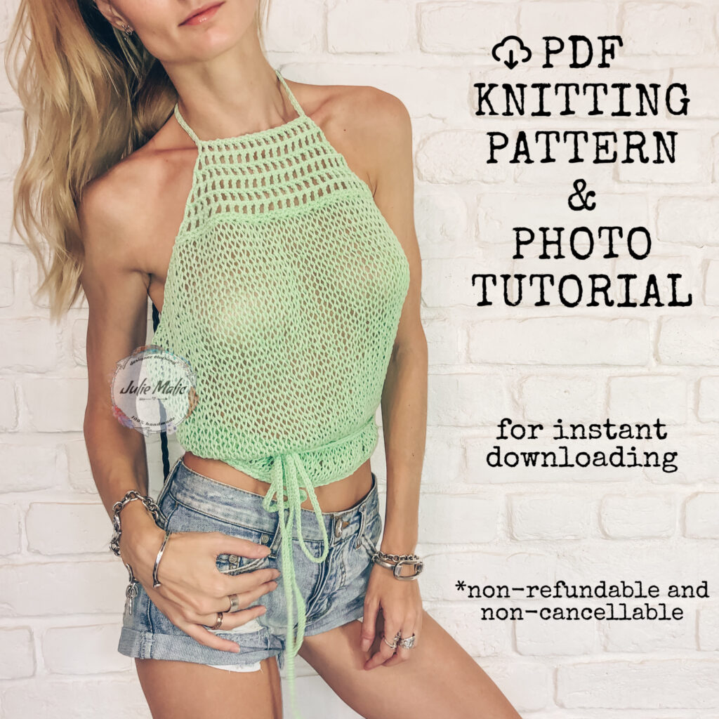 Halter top knitting pattern Julie Malic Shop