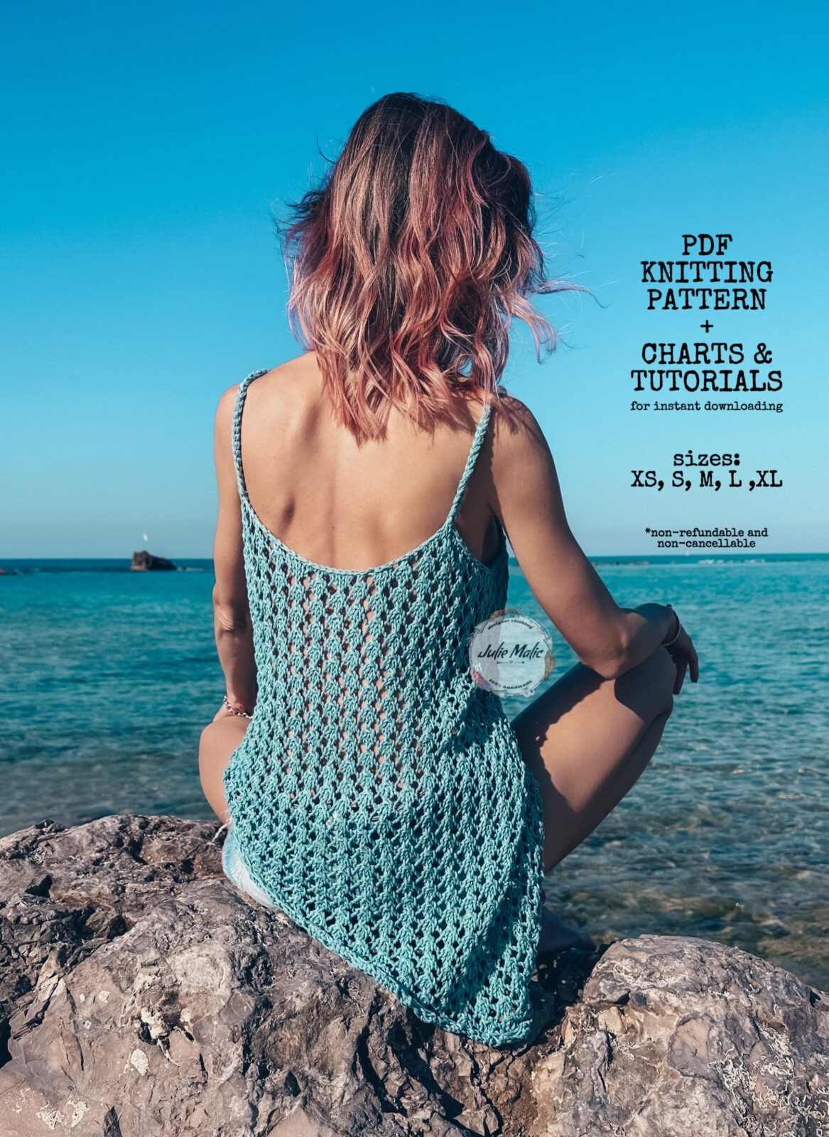 Women's high – low lace top knitting pattern – Julie Malic Shop