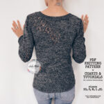 Womens sexy sweater, lace insert jumper, pdf knitting pattern, lightweight sweater, semi sheer sweater, mesh wool sweater, elegant pullover, fitted warm sweater, asymmetric jumper, abstract pattern, easy knit tutorial, knitting kit, crew neck jumper
