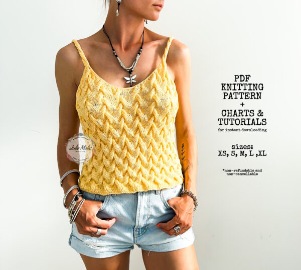 Knitted aran crop top, PDF KNITTING PATTERN, Tank top knit pattern, Sleeveless cropped top, Cable knit top, Festival clothing women tutorial, textured summer top, casual top diy, knitting kit, easy knitting step by step, sexy top