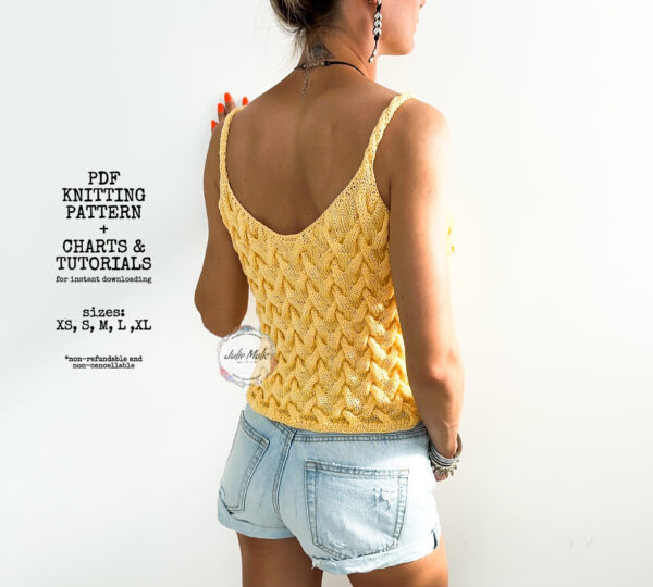 Knitted aran crop top, PDF KNITTING PATTERN, Tank top knit pattern, Sleeveless cropped top, Cable knit top, Festival clothing women tutorial, textured summer top, casual top diy, knitting kit, easy knitting step by step, sexy top